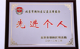 北京市朝阳区社会公益法律服务工作中裴宇琼律师获评“先进个人”