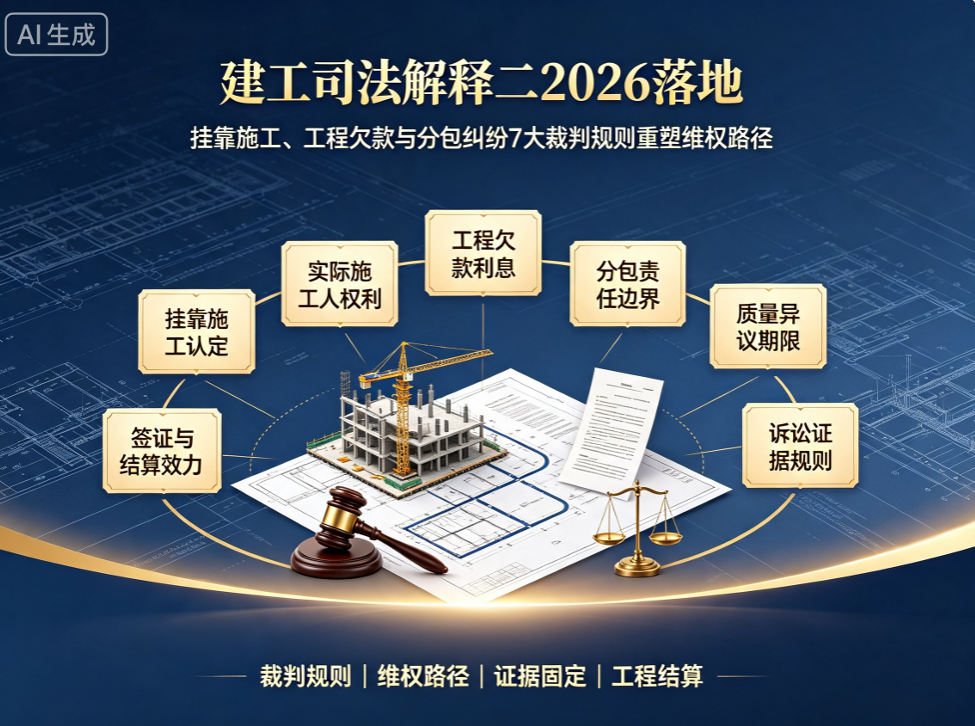 建工司法解释二2026落地：挂靠施工、工程欠款与分包纠纷7大裁判规则重塑维权路径