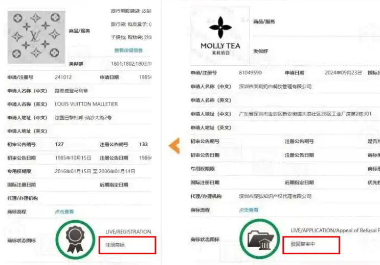 从LV诉茉莉奶白案看图形商标侵权雷区，商标被起诉侵权怎么办？图形商标被仿冒如何维权？(图3)