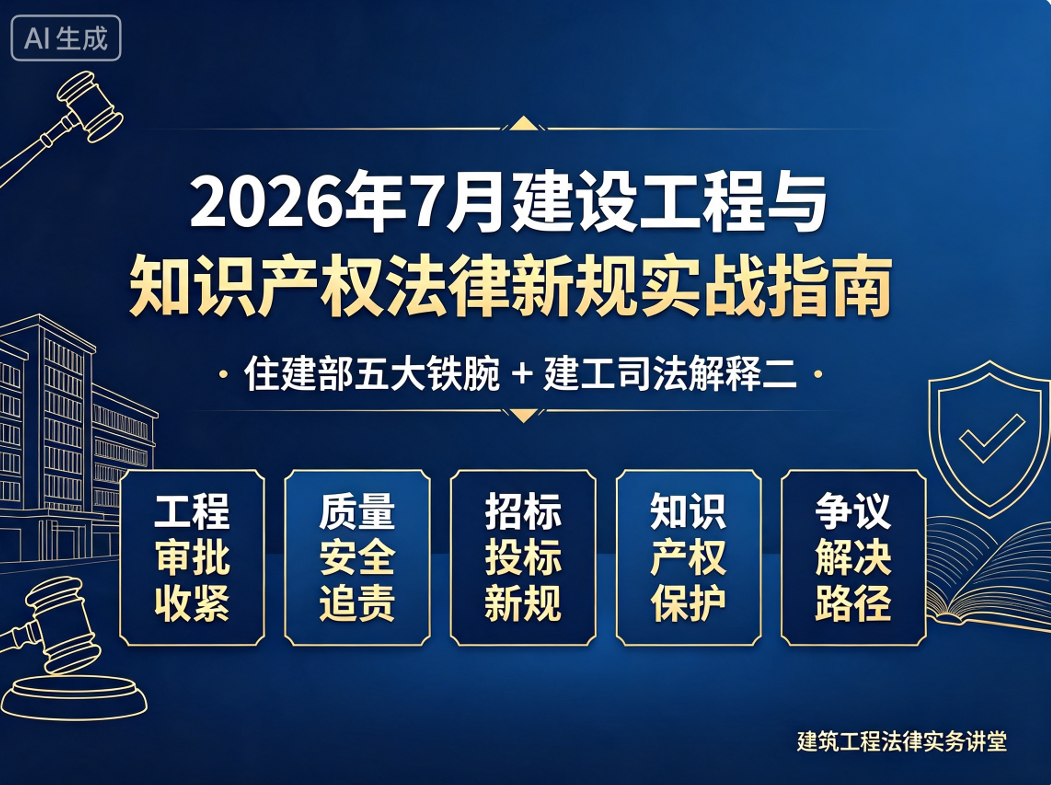 2026年7月建设工程与知识产权法律新规实战指南：住建部五大铁腕+建工司法解释二
