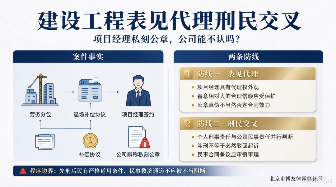 项目经理私刻公章签的补偿协议，公司能不认吗？