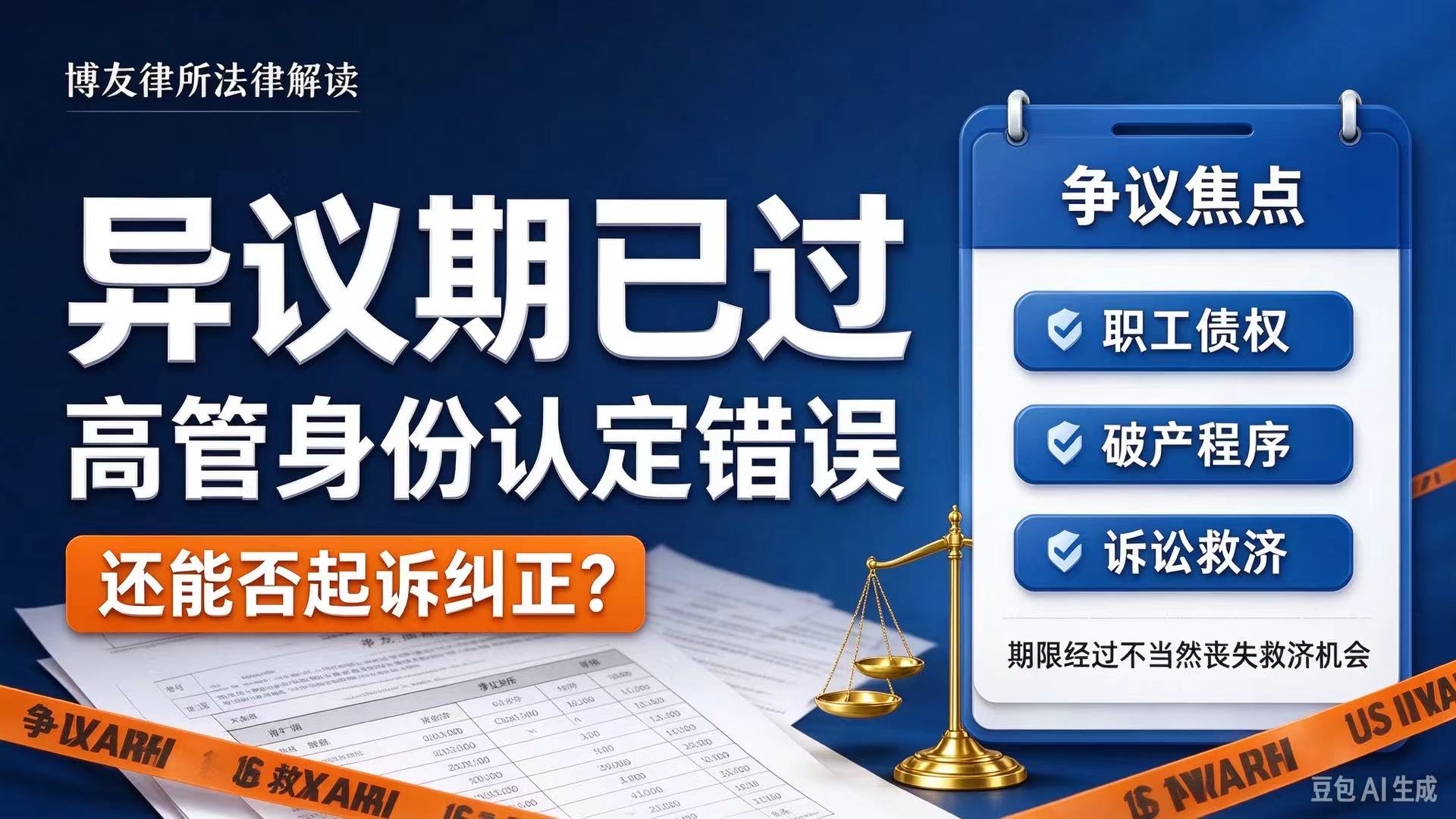 破产职工债权异议期已过,高管身份认定错误能否起诉纠正?|博友律所法律解读.jpg 破产职工债权异议期已过,高管身份认定错误能否起诉纠正?|博友律所法律解读(图1)